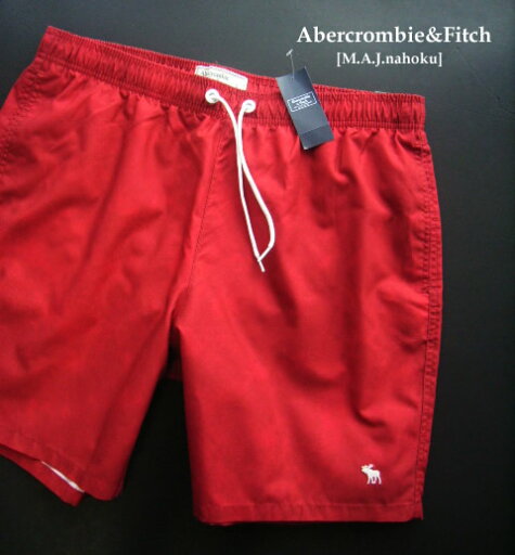 5439-41新品★アバクロンビー&フィッチ Abercrombie&Fitch★ロゴ刺繍水着短パン3209★赤系★MENS 5439-41新品★アバクロンビー&フィッチ Abercrombie&Fitch★ロゴ刺繍水着短パン3209★赤系★MENS