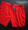 5444新品★アバクロンビー＆フィッチ Abercrombie&Fitch★ロゴパッチ水着短パン3211★赤系★XL★MENS