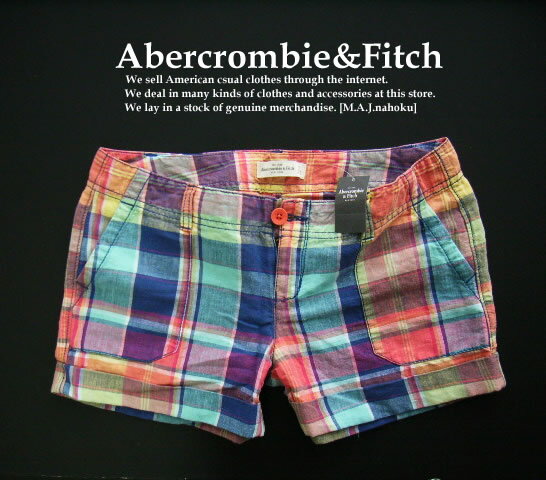 4204新品★アバクロンビー＆フィッチ Abercrombie&Fitch★麻リネンチェック短パン★MIX★6★WOMENS