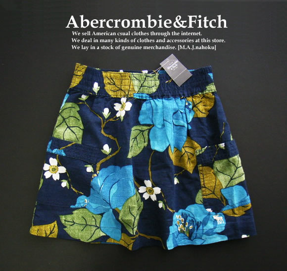 4209新品★アバクロンビー＆フィッチ Abercrombie&Fitch★デザイン花柄スカート★紺系★XS★WOMENS