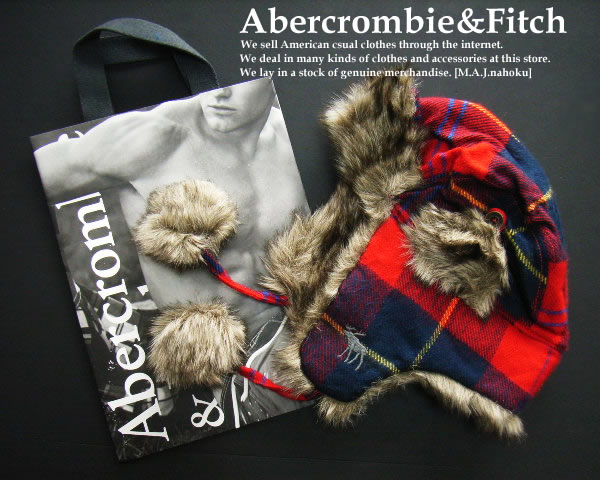 3641新品★アバクロンビー&フィッチ Abercrombie&Fitch★デザインファー付耳あて帽★赤系★ONESIZE★WOMENS★