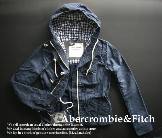 4132-3新品★アバクロンビー＆フィッチ Abercrombie&Fitch★ワックスコーティングジャケット★紺★WOMENS★