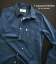 5298-300新品★アバクロンビー＆フィッチ Abercrombie&Fitch★胸ロゴシャツ3219★紺系★MENS