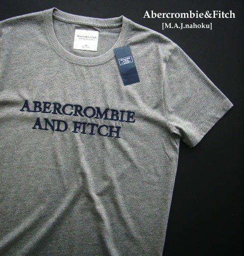 アバクロンビー&フィッチ Tシャツ メンズ 5361-3新品★アバクロンビー＆フィッチ Abercrombie&Fitch★紺刺繍ロゴTシャツ3217★グレー★MENS