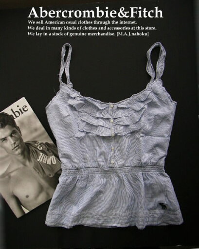 3863新品★アバクロンビー&フィッチ Abercrombie&Fitch★ストライプシャツキャミチュニック★青系★L★WOMENS★ 3863新品★アバクロンビー&フィッチ Abercrombie&Fitch★ストライプシャツキャミチュニック★青系★L★WOMENS★