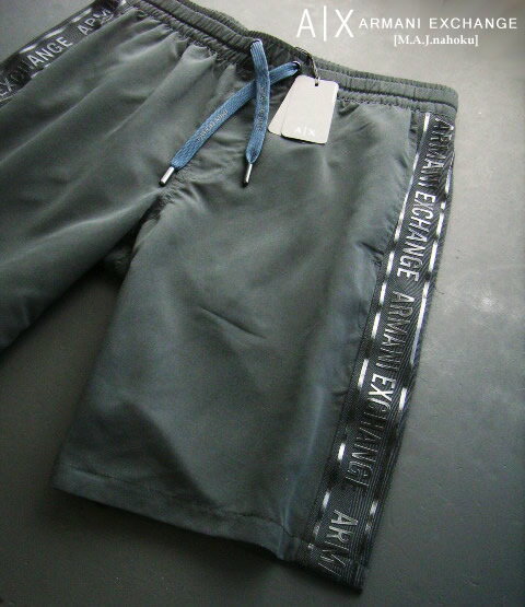 9826新品★アルマーニエクスチェンジ ARMANI EXCHANGE★A|Xデザイン脇ロゴライン水着短パン3328★黒★MENS★