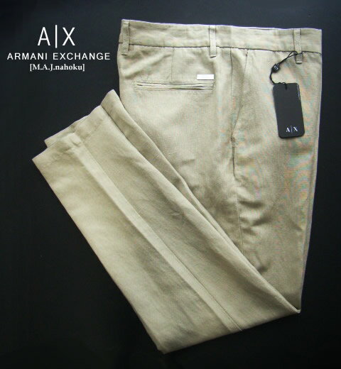 9151-8新品★アルマーニエクスチェンジ ARMANI EXCHANGE★A|X 麻リネンパンツ3202★ベージュ★MENS★