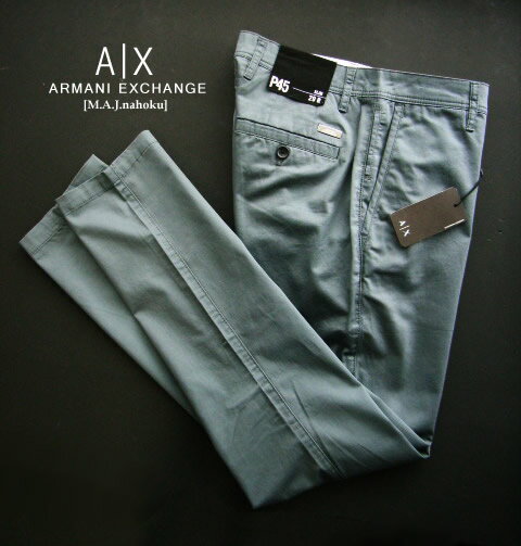 9270-5新品★アルマーニエクスチェンジ ARMANI EXCHANGE★A|X コットンパンツ3238 P45 SLIM★青グレー系★MENS★