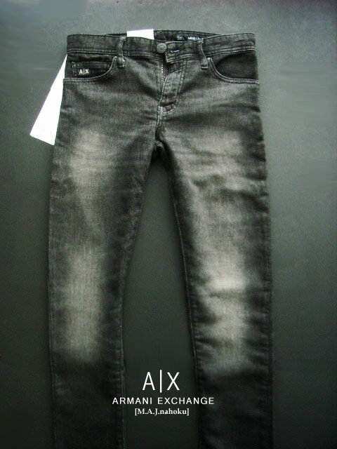 9732-6新品★アルマーニエクスチェンジ ARMANI EXCHANGE★A|X ヴィンテージJOGG系デニムパンツ3316 J14 SKINNY★黒系★MENS★メンズ　ストレッチ　ジーンズ