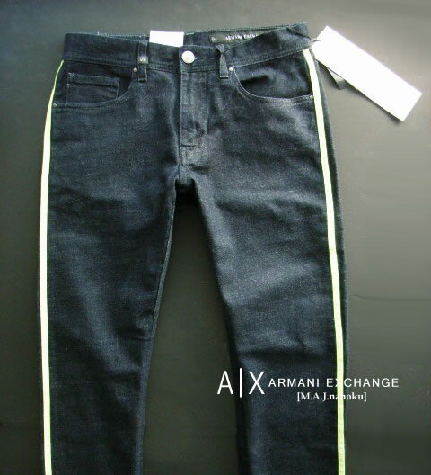 9739-40新品★アルマーニエクスチェンジ ARMANI EXCHANGE★A|X ヴィンテージ脇ラインロゴデニムパンツ3319 J13 SLIM★MENS★メンズ　ジーンズ