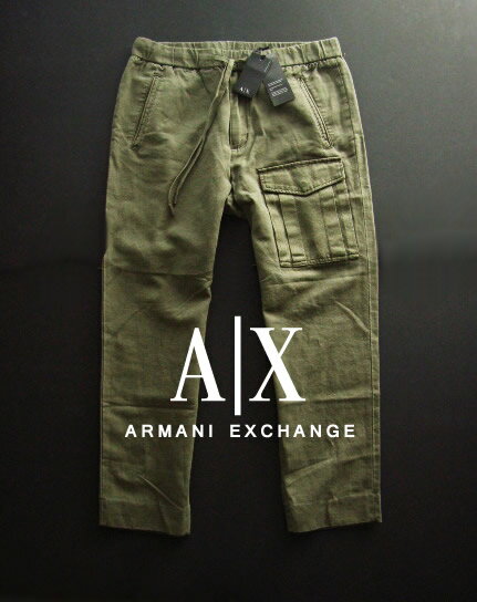 6681-3新品★アルマーニエクスチェンジ ARMANI EXCHANGE★A|X デザイン麻リネンパンツ2510★カーキ★MENS★