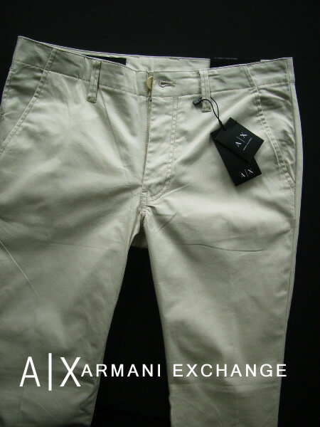 7367-8新品★アルマーニエクスチェンジ ARMANI EXCHANGE★A|X デザインプレートロゴパンツ2725★ベージュ系★MENS★