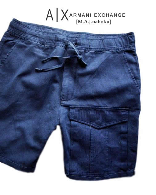 7778新品★アルマーニエクスチェンジ ARMANI EXCHANGE★A|X 麻リネン短パン2802★紺★31★MENS★