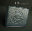 9411新品★アルマーニエクスチェンジ ARMANI EXCHANGEA|X ロゴ丸二つ折り財布3201★紺★MENS