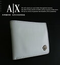 6096新品★アルマーニエクスチェンジ ARMANI EXCHANGE★牛革2折財布WC取付金具付★ホワイト★MENS