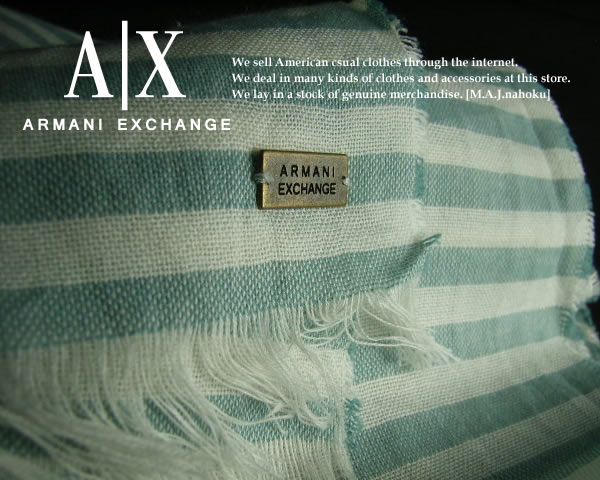 アルマーニ マフラー（メンズ） 6598新品★アルマーニエクスチェンジ ARMANI EXCHANGE★A｜Xボーダーストール★白水色★WOMENS