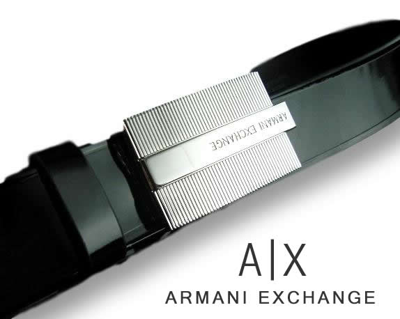 アルマーニ ベルト（メンズ） 7400-2新品★アルマーニエクスチェンジ ARMANI EXCHANGE★A｜Xデザインバックル光沢ベルト2702★黒★MENS★