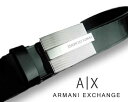 7400-2新品★アルマーニエクスチェンジ ARMANI EXCHANGE★A|Xデザインバックル光沢ベルト2702★黒★MENS★