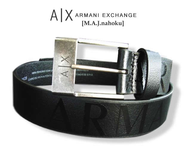 7631-3新品★アルマーニエクスチェンジ ARMANI EXCHANGE★A｜X牛革ロゴベルト2801★黒★MENS★