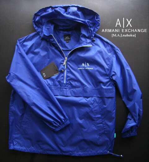 9169新品★アルマーニエクスチェンジ ARMANI EXCHANGE★胸ロゴ被りジップジャケット3201★青紺★S★MENS★