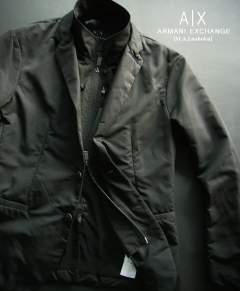 9450新品★アルマーニエクスチェンジ ARMANI EXCHANGE★中綿2釦ジャケット3207★黒★36★MENS★