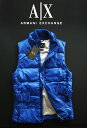 6534新品★アルマーニエクスチェンジ ARMANI EXCHANGE★A|X ダブルジップダウンベストジャケット★ブルー系★XS★WOMENS★