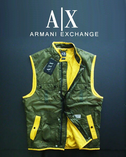 6211-3新品★アルマーニエクスチェンジ ARMANI EXCHANGE★ノースリナイロンジャケット★カーキ★MENS★