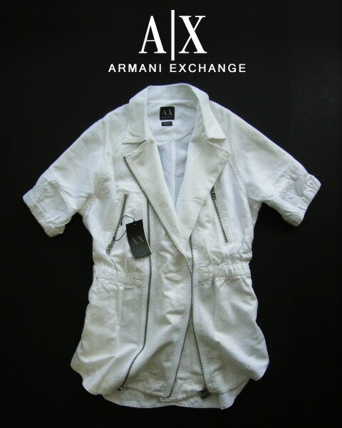 6386-8新品★アルマーニエクスチェンジ ARMANI EXCHANGE★A X 麻ジャケットワンピース★ホワイト★WOMENS★