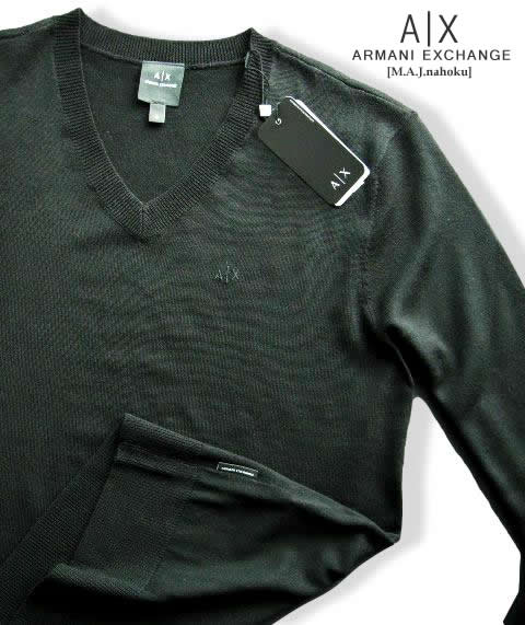 アルマーニ 9361-2新品★アルマーニエクスチェンジ ARMANI EXCHANGE★A|X 胸脇ロゴVネックニット3201★黒★MENS★