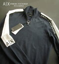 9609新品★アルマーニエクスチェンジ ARMANI EXCHANGE★カシミヤ混肩ラインロゴジップニット3207★紺★XS★MENS★