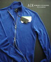 9610-1新品★アルマーニエクスチェンジ ARMANI EXCHANGE★胸ロゴ麻混ダブルジップニットジャケット3208★青系★MENS★