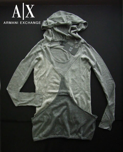 6868-71新品★アルマーニエクスチェンジ ARMANI EXCHANGE★A|Xデザインニットチュニック★グレー系★WOMENS★