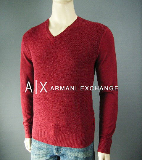 7075-7新品★アルマーニエクスチェンジ ARMANI EXCHANGE★Vネックニット2704★エンジ★MENS★