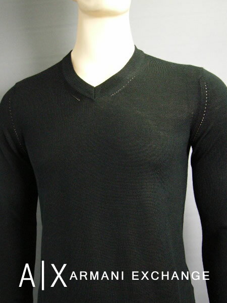 アルマーニ 6986-93新品★アルマーニエクスチェンジ ARMANI EXCHANGE★A|X メリノVネックニット2701★黒★MENS★