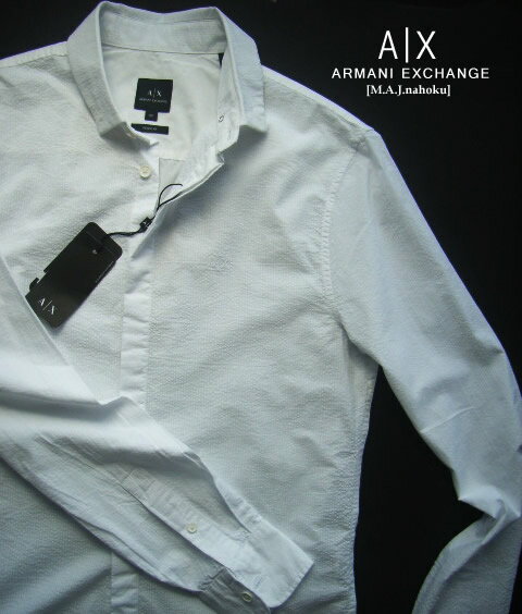 エンポリオ・アルマーニ 9052-3新品★アルマーニエクスチェンジ ARMANI EXCHANGE★デザイン胸裾ロゴ前後切替シャツ3202★白★MENS