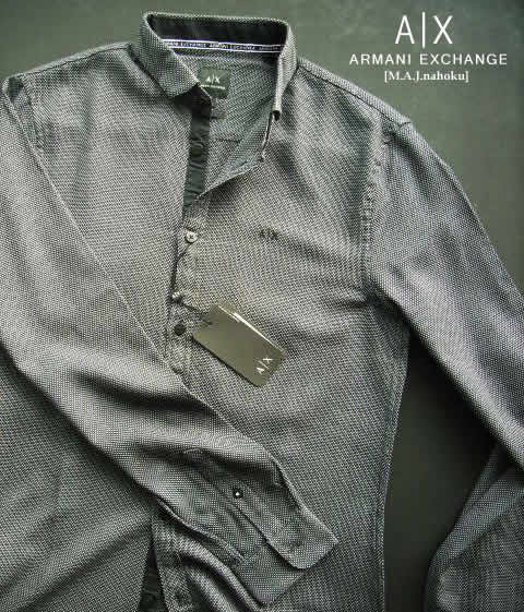 エンポリオ・アルマーニ 8982-5新品★アルマーニエクスチェンジ ARMANI EXCHANGE★デザイン胸ロゴ柄シャツ3113★黒系★MENS