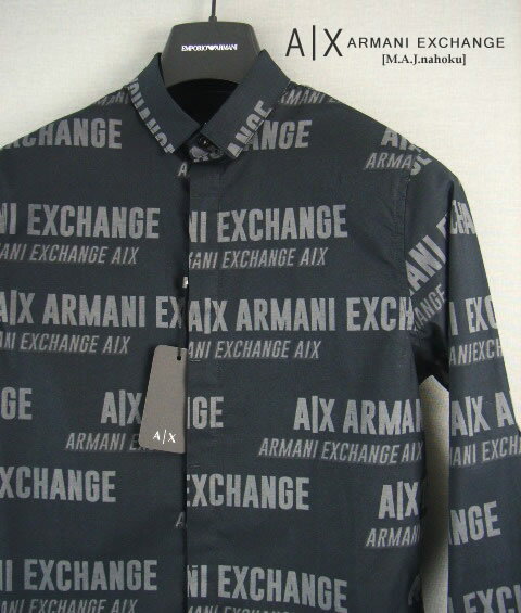 ◆ARMANI EXCHANGE　A|X・MENS　デザイン ロゴロゴシャツ　SLIM　です。 【カラー】黒系 【サイズ／実寸】 XS：　肩幅43cm　袖丈65cm　着丈68cm　胸囲98cm 【素材】コットン97％　エラスティン3％ 【品質】正規直営店購入・新品未使用タグ付き【発送】ページ下部に詳細記載。9772新品★アルマーニエクスチェンジ★A｜X ロゴロゴシャツ3322★黒系★XS★MENS★ 新品・本物★ARMANI EXCHANGE★A｜X ロゴロゴシャツ3322★黒系★XS★タグ付きです。No9772 ● 商品説明 ● ◆大人気ARMANI EXCHANGE：A|Xのお品です。A|Xはご存じGIORGIOARMANIが1991年から提供するカジュアルブランドで、知名度の高さに、その商品のよさが証明されています。新作・新物を随時ご紹介しております。 ◆商品は正規直営店にて当方が直接買い付けている、【正真正銘100％本物】ですのでご安心下さい。 ◆ARMANI EXCHANGE　A|X・MENS　デザイン ロゴロゴシャツ　SLIM　です。 【カラー】黒系 【サイズ／実寸】 XS：　肩幅43cm　袖丈65cm　着丈68cm　胸囲98cm 【素材】コットン97％　エラスティン3％ 【品質】正規直営店購入・新品未使用タグ付き【発送】ページ下部に詳細記載。 ● 注意事項 ● ◆写真は同タイプ他のサイズを使用している場合もございます。 ◆できるだけ商品をお分かりいただけるよう実物に近いカラーを再現できるように心がけておりますが、ブラウザ・環境により若干異なってしまうことがありますのでご了承ください。 ◆ご購入頂く前に営業日カレンダーをご覧下さい。不在でメールのやり取りや発送が出来ない日がある場合は事前に記載させていただくようにしております。 ◆万が一偽物だった場合はもちろん全額返金、いたします。 ◆他にも日本未入荷品（もちろんすべて正規店購入の本物です！）をお取り扱いしております。 ◆この商品は他の店舗でも販売しております。在庫数の更新は随時行っておりますが、お買い上げいただいた商品が、品切れになってしまうこともございます。その場合、キャンセルとさせていただく場合もございますことをあらかじめご了承ください。