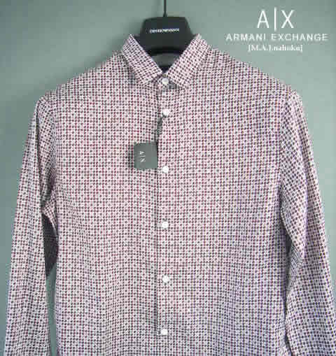 エンポリオ・アルマーニ 9789-90新品★アルマーニエクスチェンジ ARMANI EXCHANGE★ソフトロゴシャツ3328★エンジ★MENS★