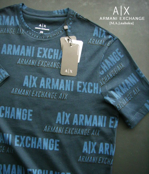 9460新品★アルマーニエクスチェンジ ARMANI EXCHANGE★ロゴロゴTシャツ3208★紺系★XS★MENS★メンズ