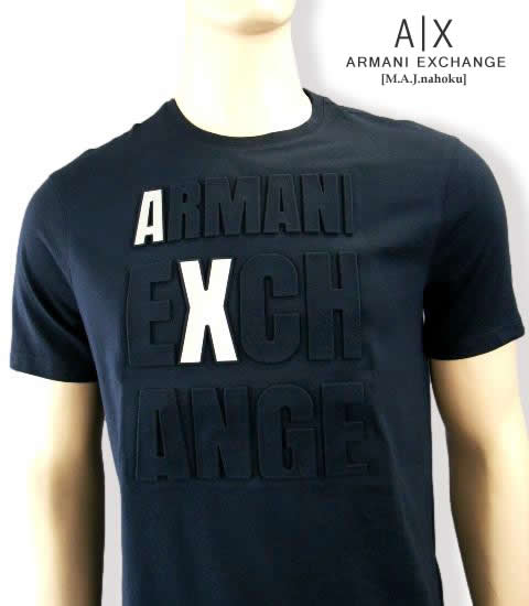 9545-6新品★アルマーニエクスチェンジ ARMANI EXCHANGE★デザインロゴTシャツ3137★紺★MENS★メンズ