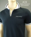 8791-4新品★アルマーニエクスチェンジ ARMANI EXCHANGE★胸ロゴジップポロシャツ3021★紺★MENS★