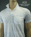 8840-2新品★アルマーニエクスチェンジ ARMANI EXCHANGE★パッチワークプリントポロカットソー3038★白★MENS★