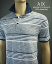 8843新品★アルマーニエクスチェンジ ARMANI EXCHANGE★袖ロゴボーダーポロカットソー3039★白紺★XL★MENS★