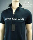 8845-50新品★アルマーニエクスチェンジ ARMANI EXCHANGE★胸ロゴジップポロシャツ3116★紺★MENS★