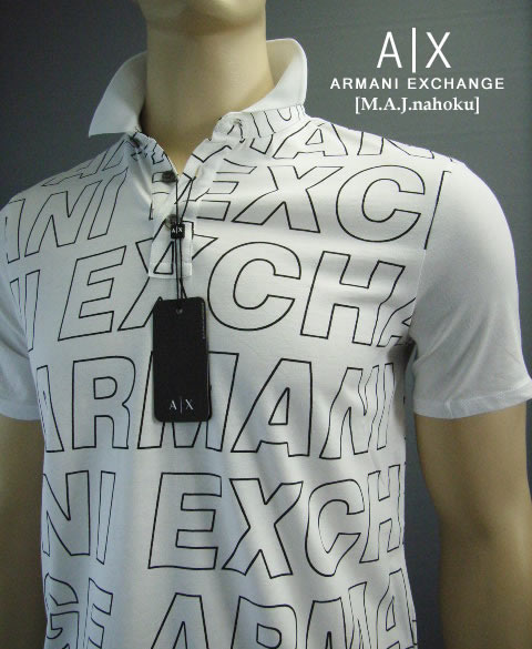 アルマーニ 服 メンズ 8883-93新品★アルマーニエクスチェンジ ARMANI EXCHANGE★ロゴロゴポロカットソー3120★白系★MENS★