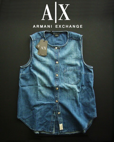 6460新品★アルマーニエクスチェンジ ARMANI EXCHANGE★A|XノースリーブデニムチュニックB111★XS★WOMENS★