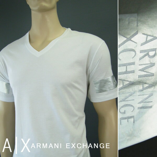 7240新品★アルマーニエクスチェンジ ARMANI EXCHANGE★袖ロゴVネックTシャツ2606★白★XXL★MENS★大きいサイズ