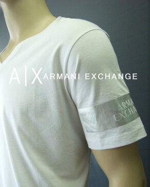 7240新品★アルマーニエクスチェンジ ARMANI EXCHANGE★袖ロゴVネックTシャツ2606★白★XXL★MENS★大きいサイズ