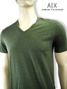 8169新品★アルマーニエクスチェンジ ARMANI EXCHANGE★裾ロゴVネックTシャツ2869★カーキ★M★MENS★メンズ