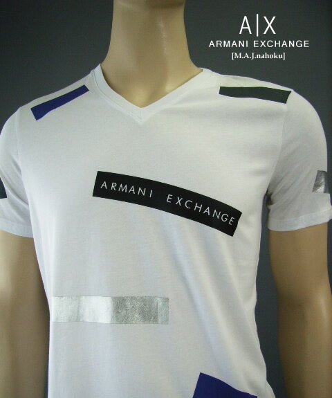 アルマーニ 服 メンズ 8615-23新品★アルマーニエクスチェンジ ARMANI EXCHANGE★VネックロゴTシャツ3003★白★MENS★メンズ